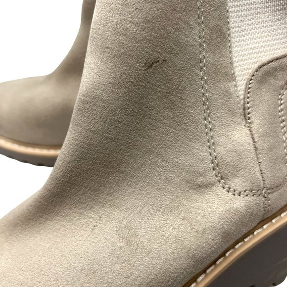 Dolce Vita Size 6.5 Rango Tan Faux Suede Ankle Boots Wedge Booties Lug Sole - Picture 9 of 11